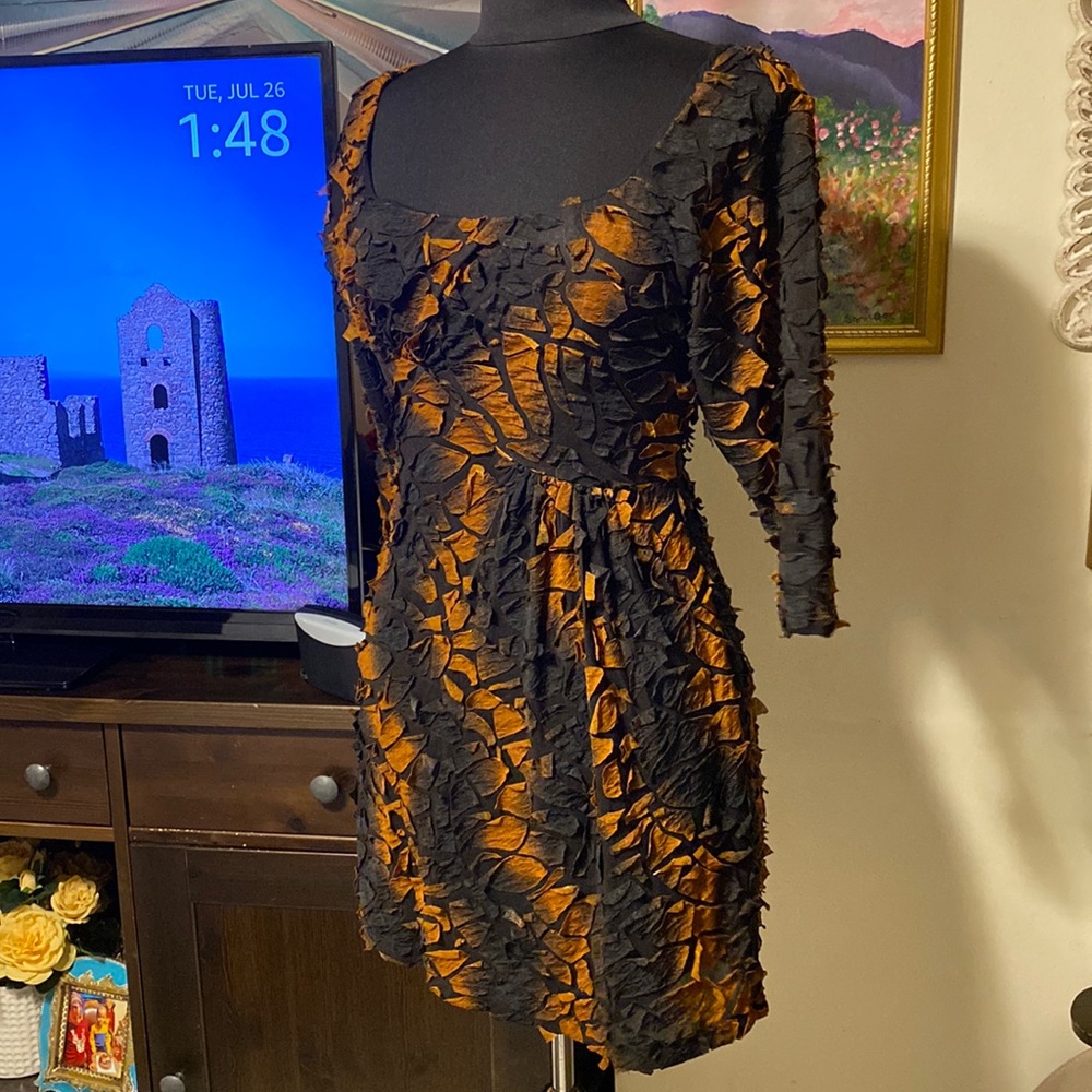 CATHERINE MALANDRINO LACE Pattern Mini Dress Size P